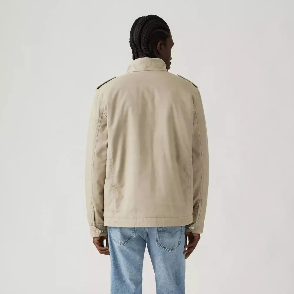 New Levi's Menlo Military Jacket L Style # 001K20000 Vintage Khaki - White